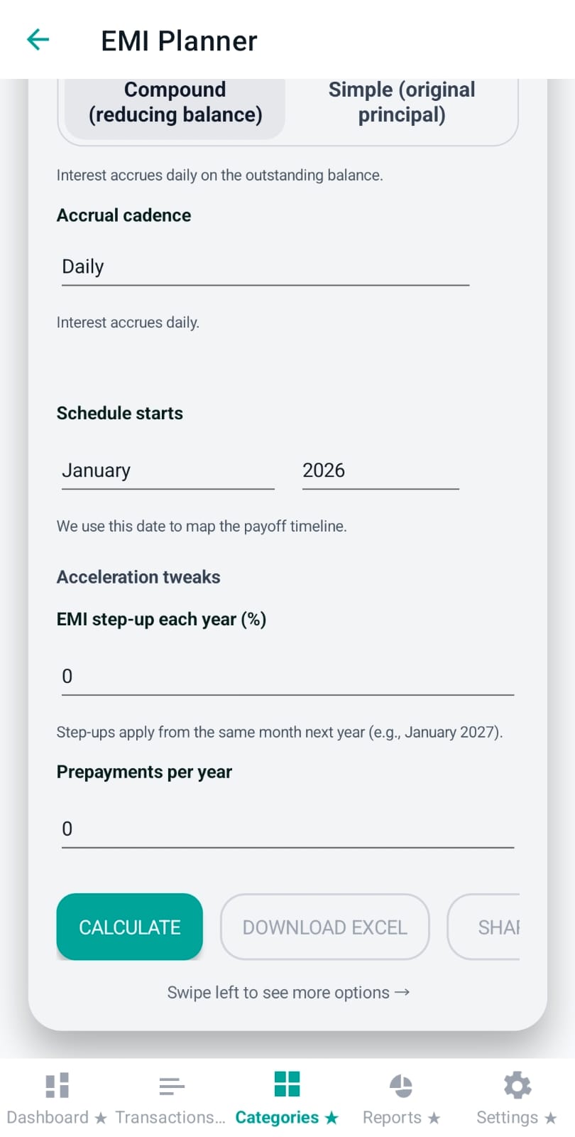 Acceleration tweaks section