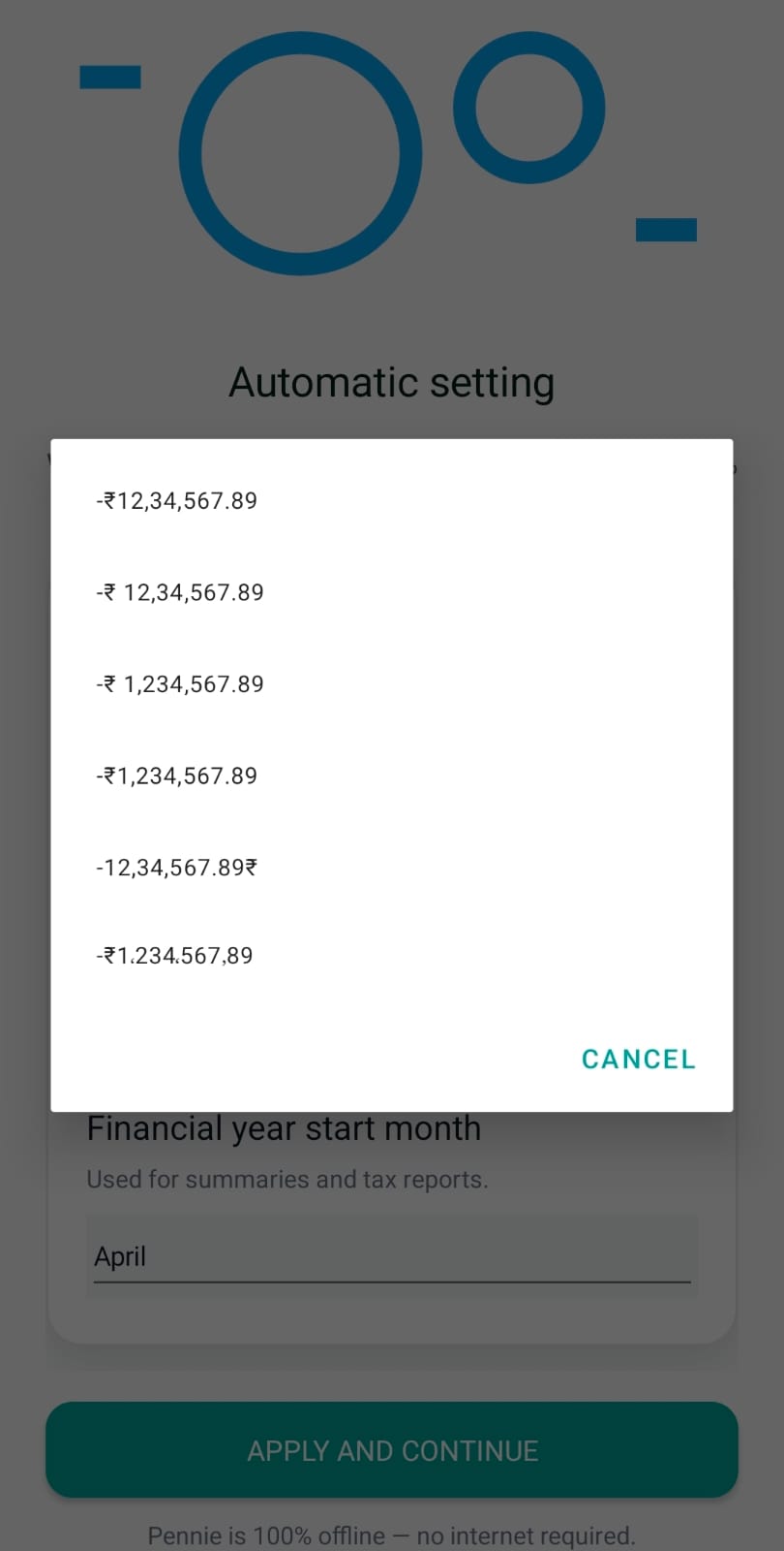 Currency format options