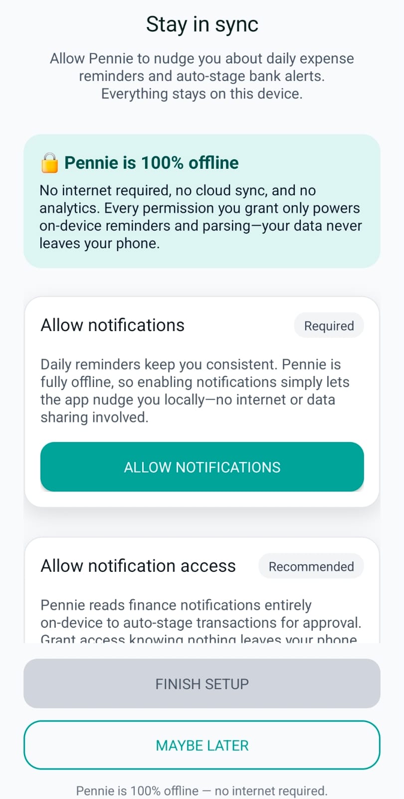 Notification permission onboarding screen