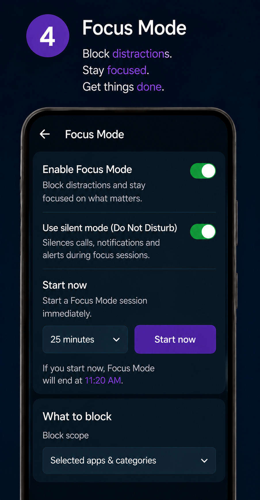 WellSight focus mode screen